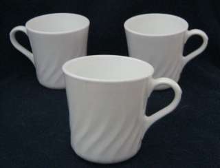 Corelle Corning ~ Enhancements ~ 3 White Coffee Mugs  