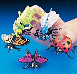 12 LARGE VINYL INSECT FINGER PUPPETS RETAIL PACKAGED  