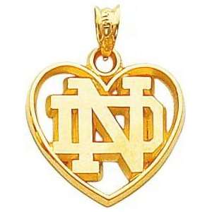  14K Gold University of Notre Dame Heart Charm Arts 