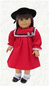 Doll Clothes Valentine Red Dress & Black Hat Fits American Girl + 18 