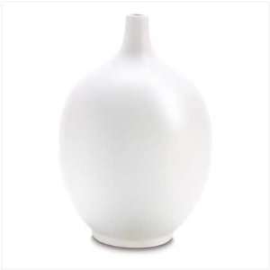   White Ceramic Longneck Vase Round Decorative Home Pot