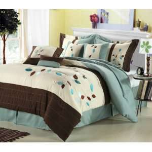  Hampton 8 Piece Oversized and Overfilled Comforter Set, Brown, Queen 