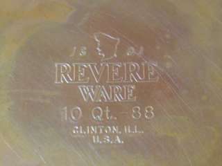 Vtg. Revere Ware Stainless Steel Copper Clad Stock Pot / Heavy Gauge 