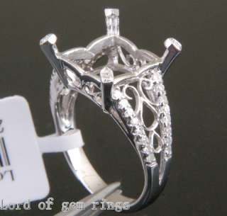 10mm Princess Cut 14K White Gold Diamond Ring Settings  