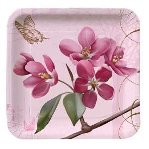  Cherry Blossoms 10 1/4 inch Square Paper Plates 8 per Pack 