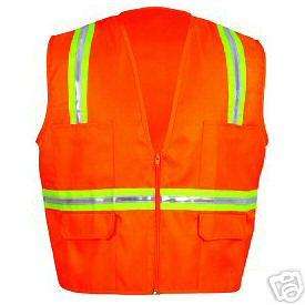 Multi Pocket Orange Safety Vest surveyor style V4121  