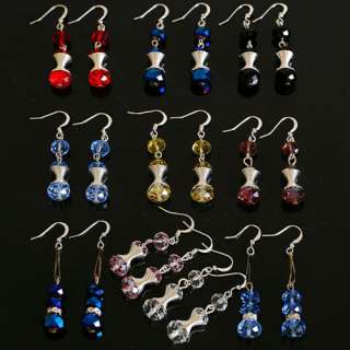 Wholesale colorful lots 10 pairs crystal stylish dangle earrings free 
