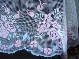 Vintage Rose Hand Filet Lace Cotton Piano Cover Curtain  