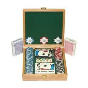  100 World Poker Tour 11.5g Poker Chips w/Solid Oak Case 
