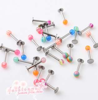 Lots 100 pcs 16g Spike/Ball Stainless Steel Labret Lip Rings Bars 