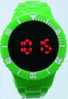   Watch Hard Silicone Sport Mirror WristWatch Free Gift Green  