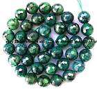 14mm green crackle crab Agate round faceted Beads 15  