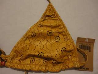   Old Gold Leather Perforated String Bikini Top sz Medium  $199  