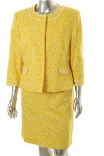 Tahari ASL NEW Plus Size Skirt Suit Yellow Embellished 18  