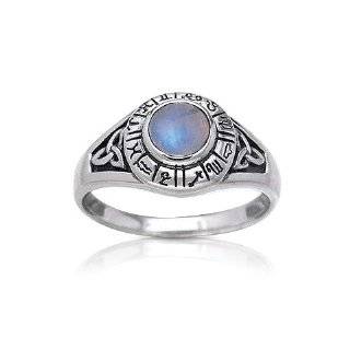   Celtic Knot and Rainbow Moonstone Ring Size 8(Sizes 4,5,6,7,8,9,10,11