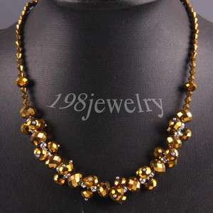 Gold Swarovski Crystal Faceted Loose Bead Necklace 19 21 TE290  