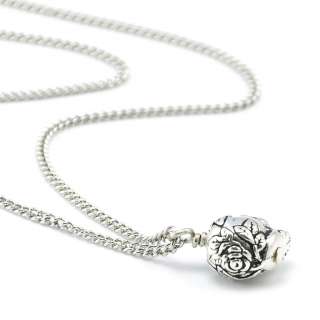 Silver SKULL & Rose Head Single Charm Necklace,SO CUTE!  