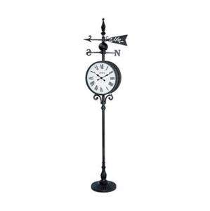   *WEATHER STATION STANDING FLOOR CLOCK*METAL BASE*BLACK w/ WHITE FACE