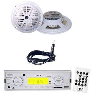  Pyle Marine Radio Receiver, Speaker and Cable Package 