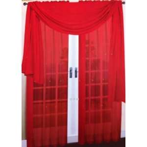  3 Piece Red Sheer Voile Curtain Panel Set 2 Red Panels 