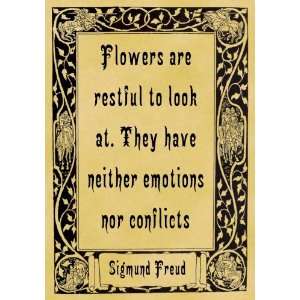   Size Parchment Poster Quotation Sigmund Freud Flowers