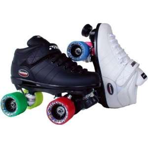 Rainbow Carrera Quad Speed Skates Black with Zoom wheels   Size 1 