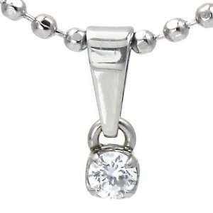  Stainless Steel Cubic Zirconia Solitaire Necklace Jewelry