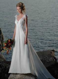 Sexy Chiffon Satin Bead Beach Bridal Wedding Dress Gown  