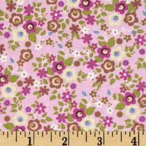  44 Wide Peaceful Planet Flowers Pink Fabric By The Yard 