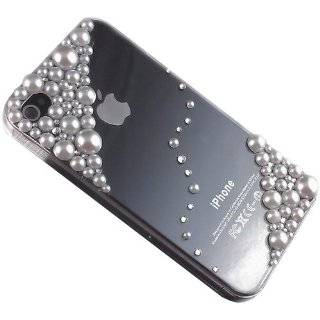 3D White Pearl Bling Case Cover for Iphone 4 & 4s Made w/ Swarovski 