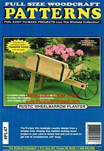 Rustic Wheelbarrow Planter Yard Art Woodworking Pattern  