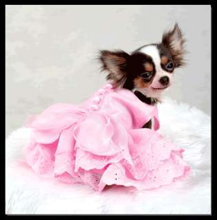 Dog Clothes Pet Dress Blouse Costume ELEGANT WHITE PINK WEDDING DRESS 