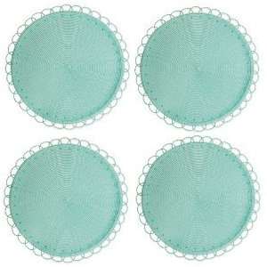  Chelsea Round Woven Placemats, Set of 4 in Aqua Kitchen 