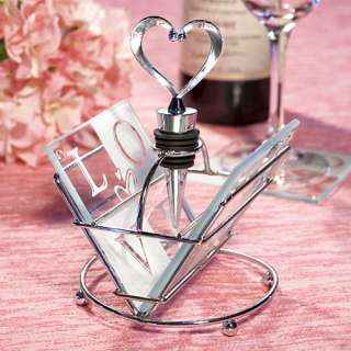 48 Love Design Coaster Wine Bottle Stopper Sets Wedding / Bridal 