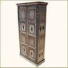 Antique Black & White Hand Painted Rustic Wardrobe Armoire Cabinet 