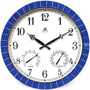  Infinity Blue Tile Clock Indoor/Outdoor Thermometer 