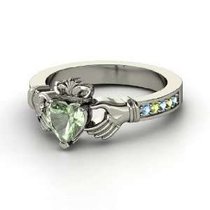   Green Amethyst Sterling Silver Ring with Blue Topaz & Peridot Jewelry